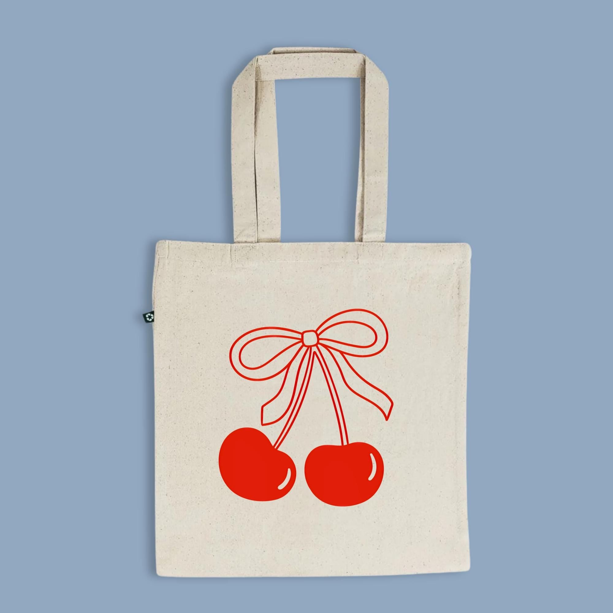 Cherry Tote Bag | Eco-Friendly Cotton Bag with Cute Cherry Bow | Stylish Minimalist Market Bag | Reusable & Girly Design