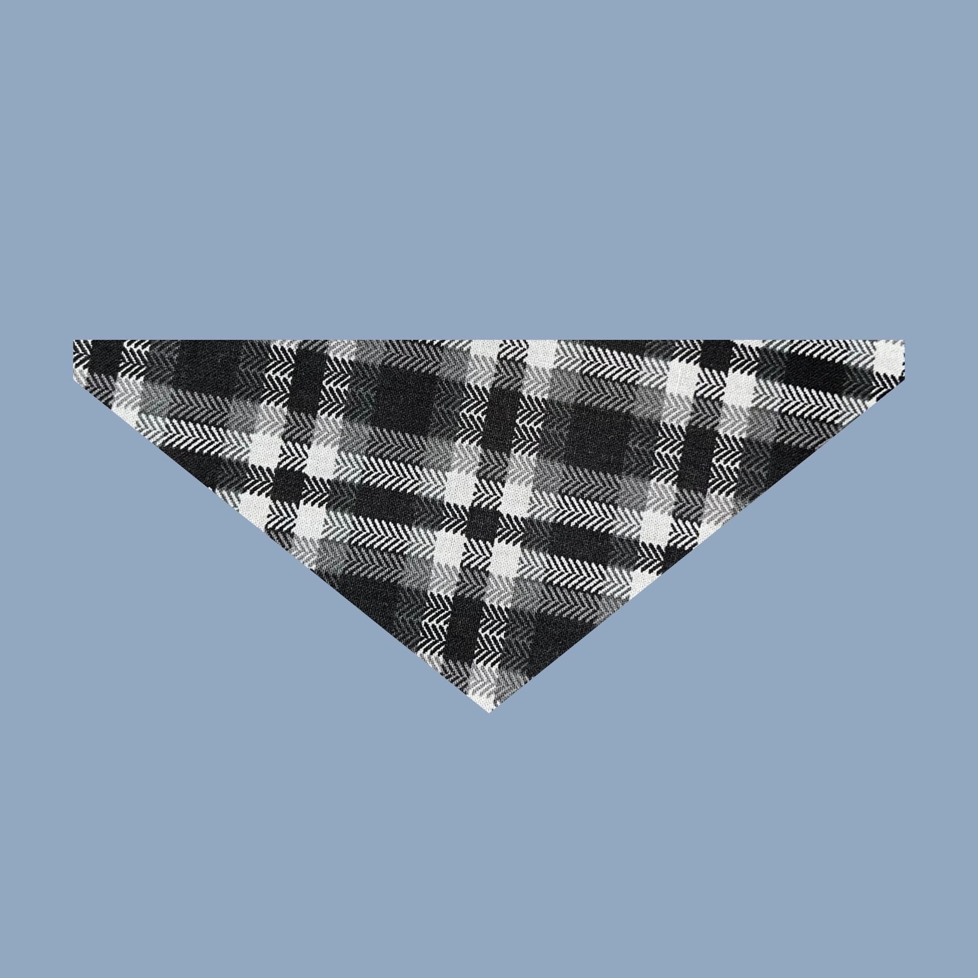 Hand-Sewn Plaid Dog Bandana, Cotton Pet Scarf, Black and White Dog Accessory