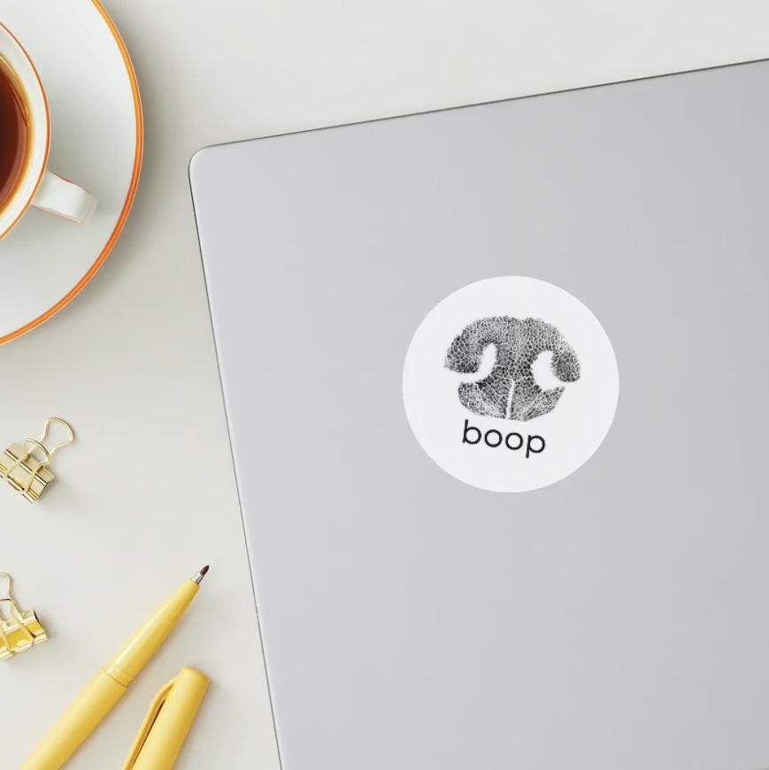 Boop Dog Nose Sticker, Vinyl Dog Lover Sticker, 3x3 Inch Glossy Pet Nose Decal