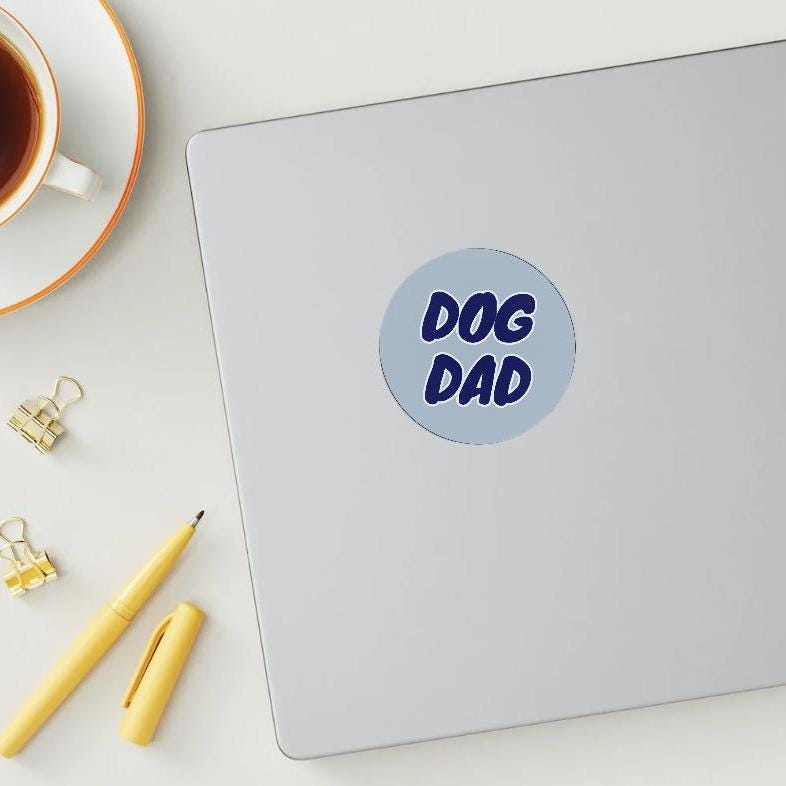 Dog Dad Vinyl Sticker, 3x3 Inch Glossy Sticker for Dog Dads