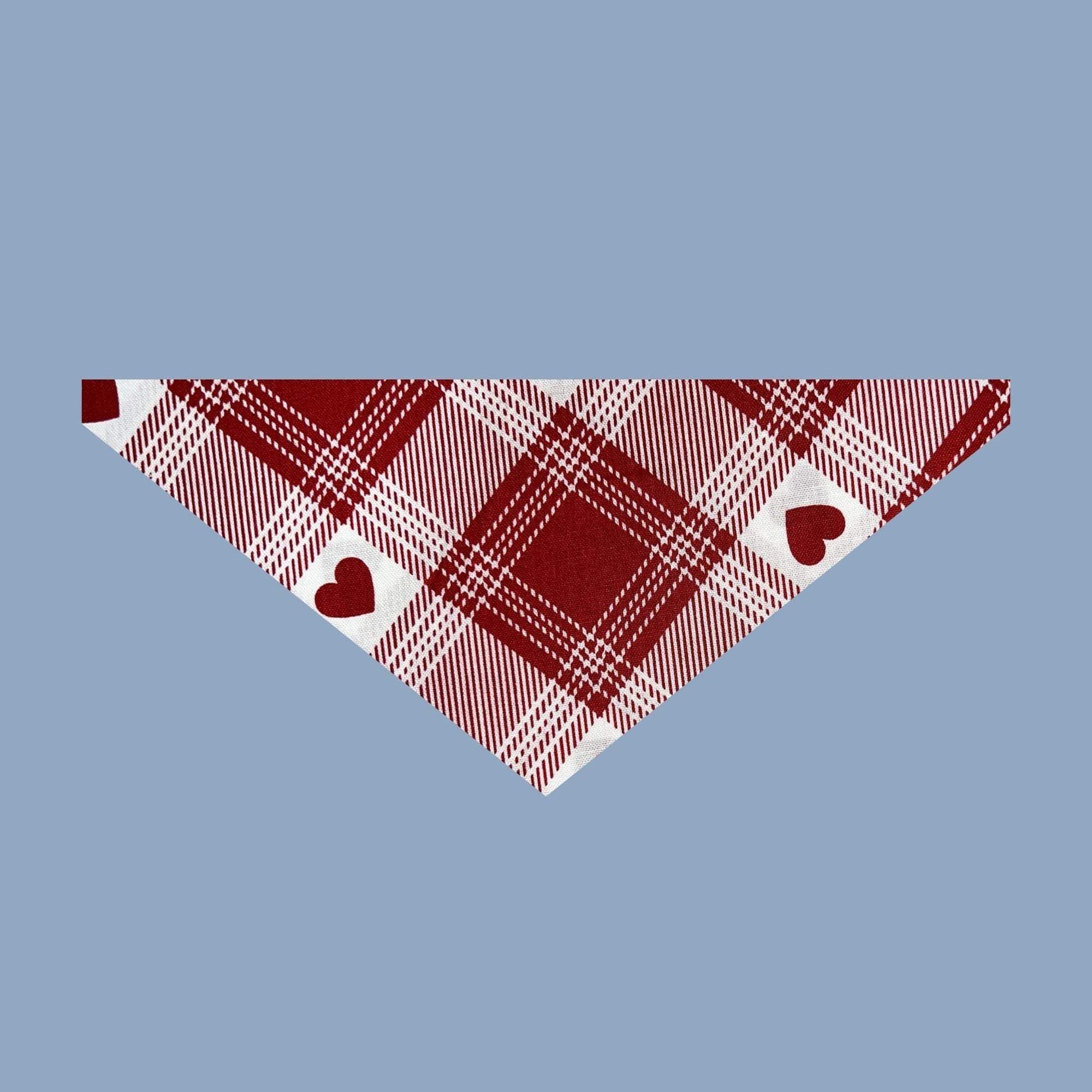 Plaid Heart Pet Bandana, Cute & Comfortable Pet Scarf, Hand-sewn