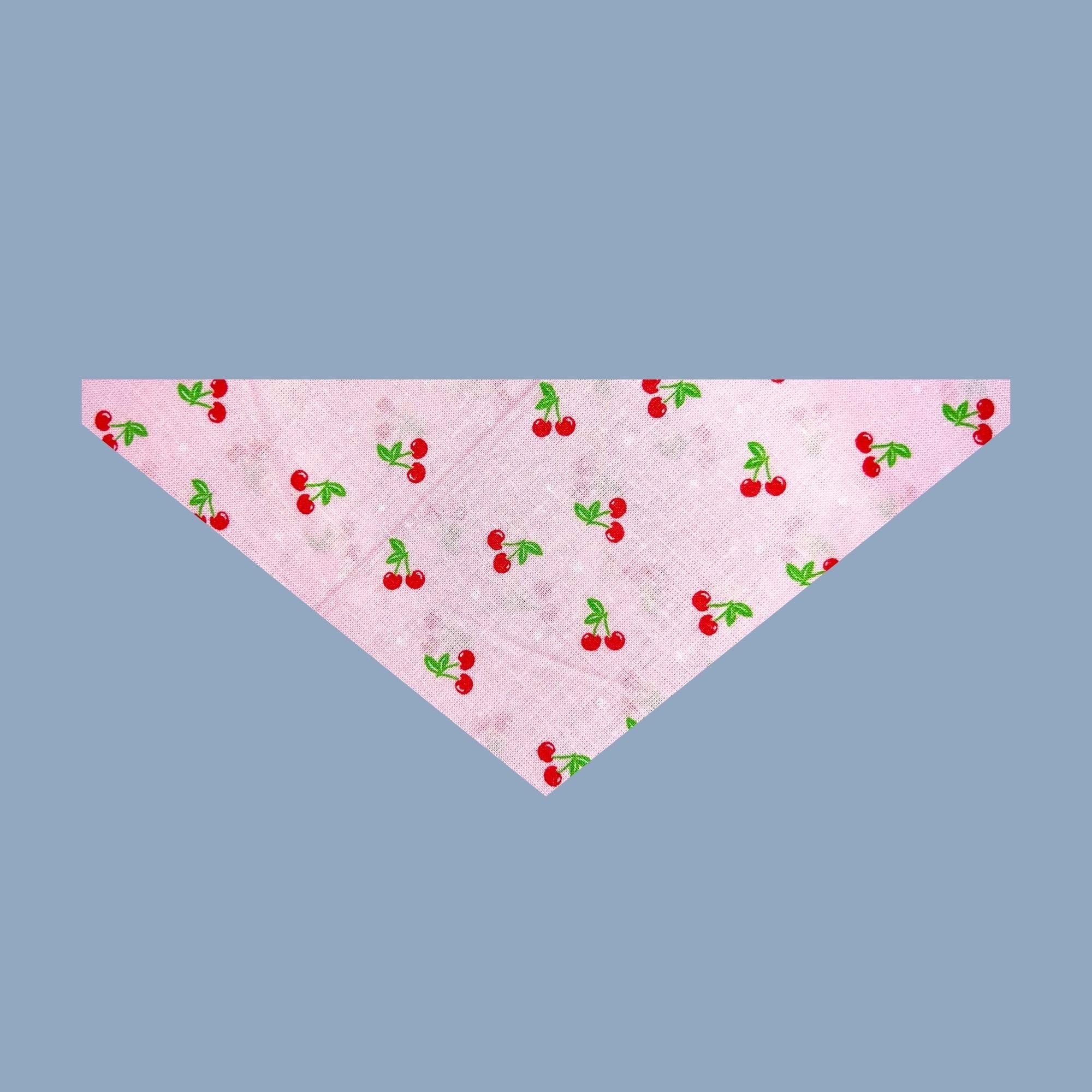 Cherry Dog Bandana, Hand-Sewn Pink Pet Scarf, Cute Cotton Dog Accessory
