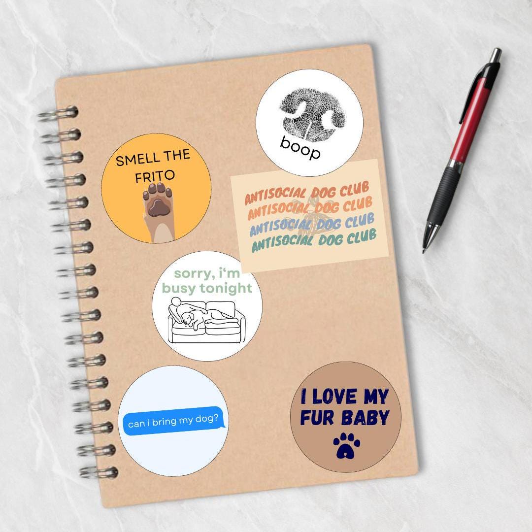 Dog Lover Sticker Pack | Set of 6 Vinyl Stickers for Pet Lovers | Fun Designs for Water Bottles, Laptops, Journals, and Notebooks | Gift |