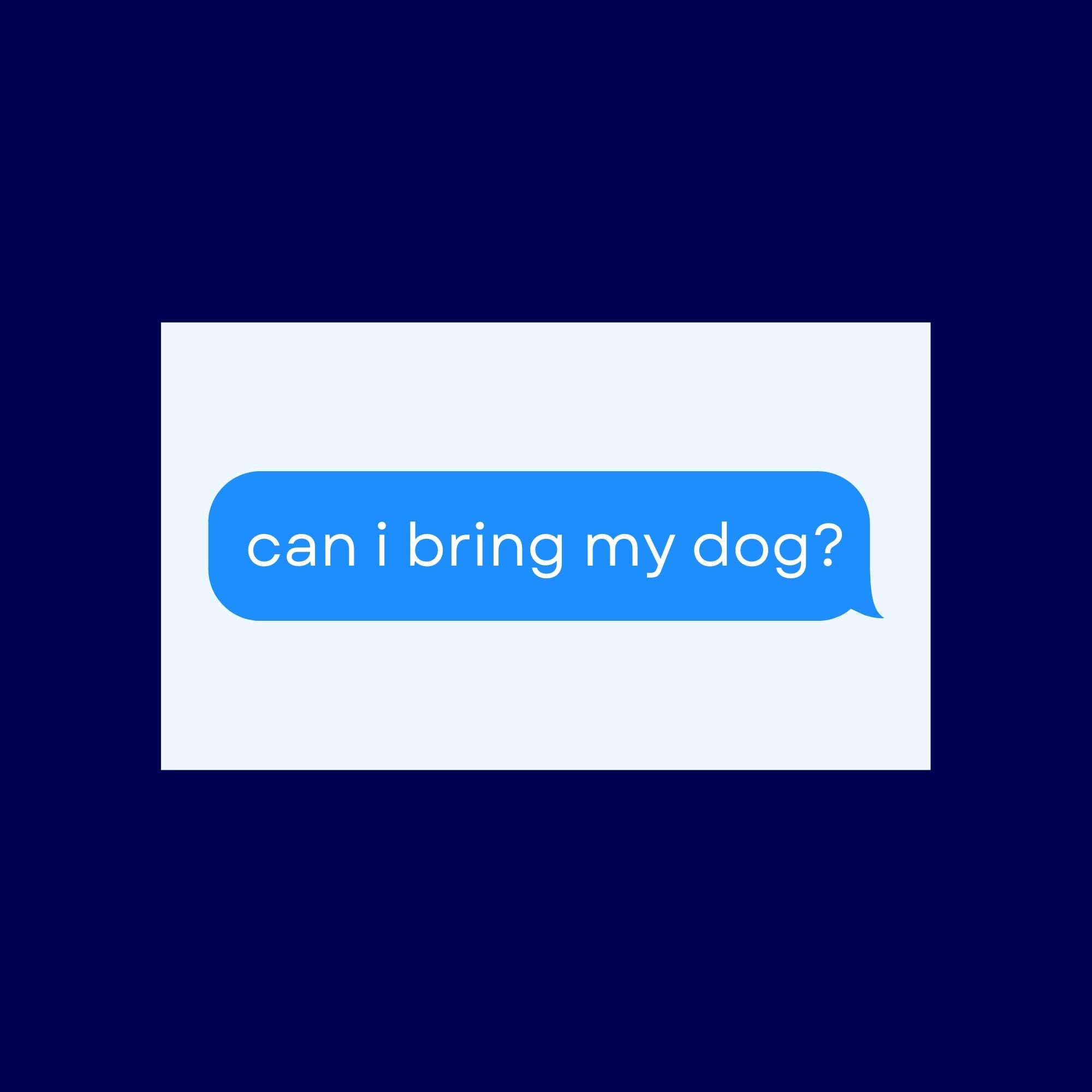 Can I Bring My Dog? Vinyl Sticker - 3x2 Inch Rectangle | Glossy | Dog Lover Gift | Text Message | Journal, Water Bottle, Notebook, Computer