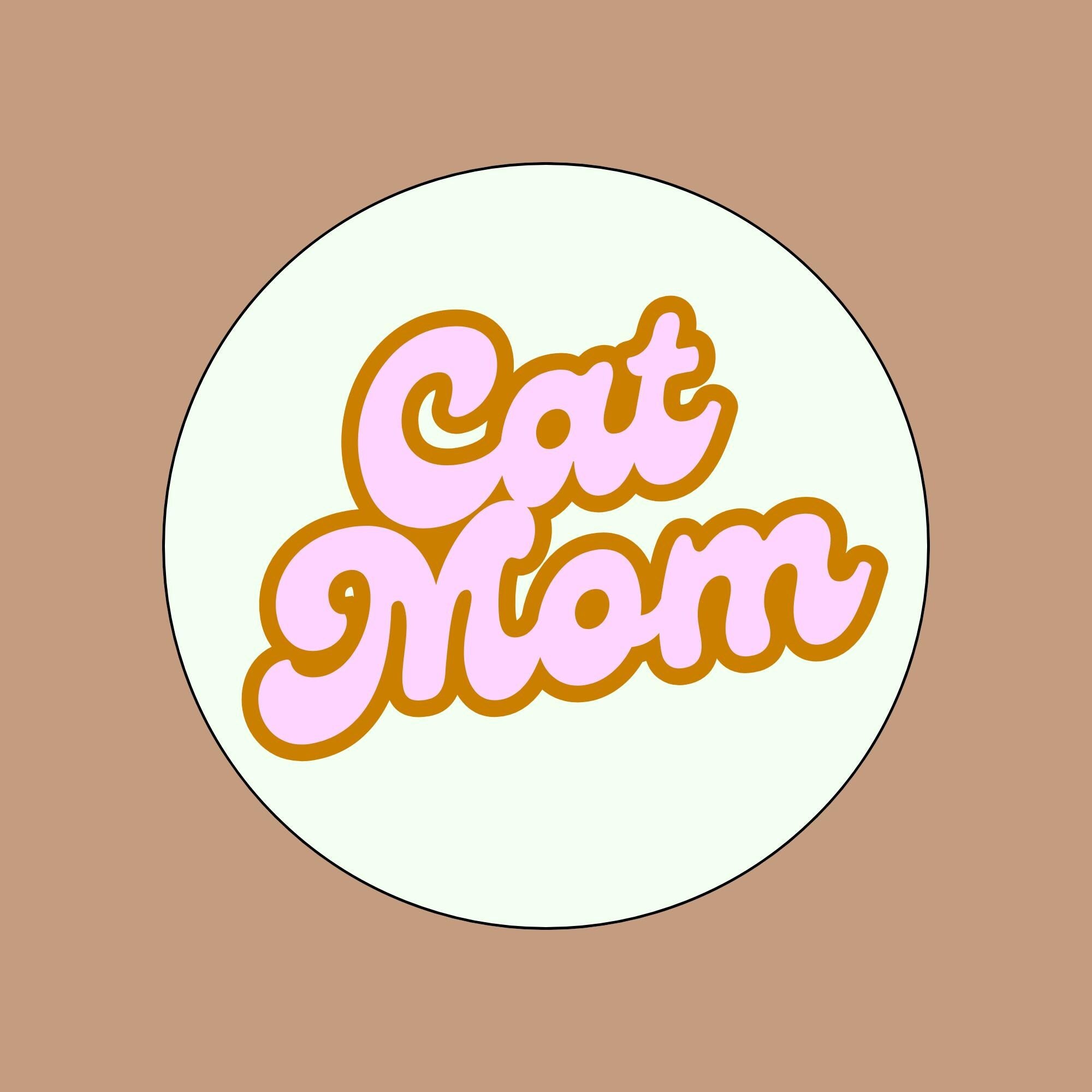 Cat Mom Vinyl Sticker, 3x3 Inch Glossy Sticker for Cat Moms