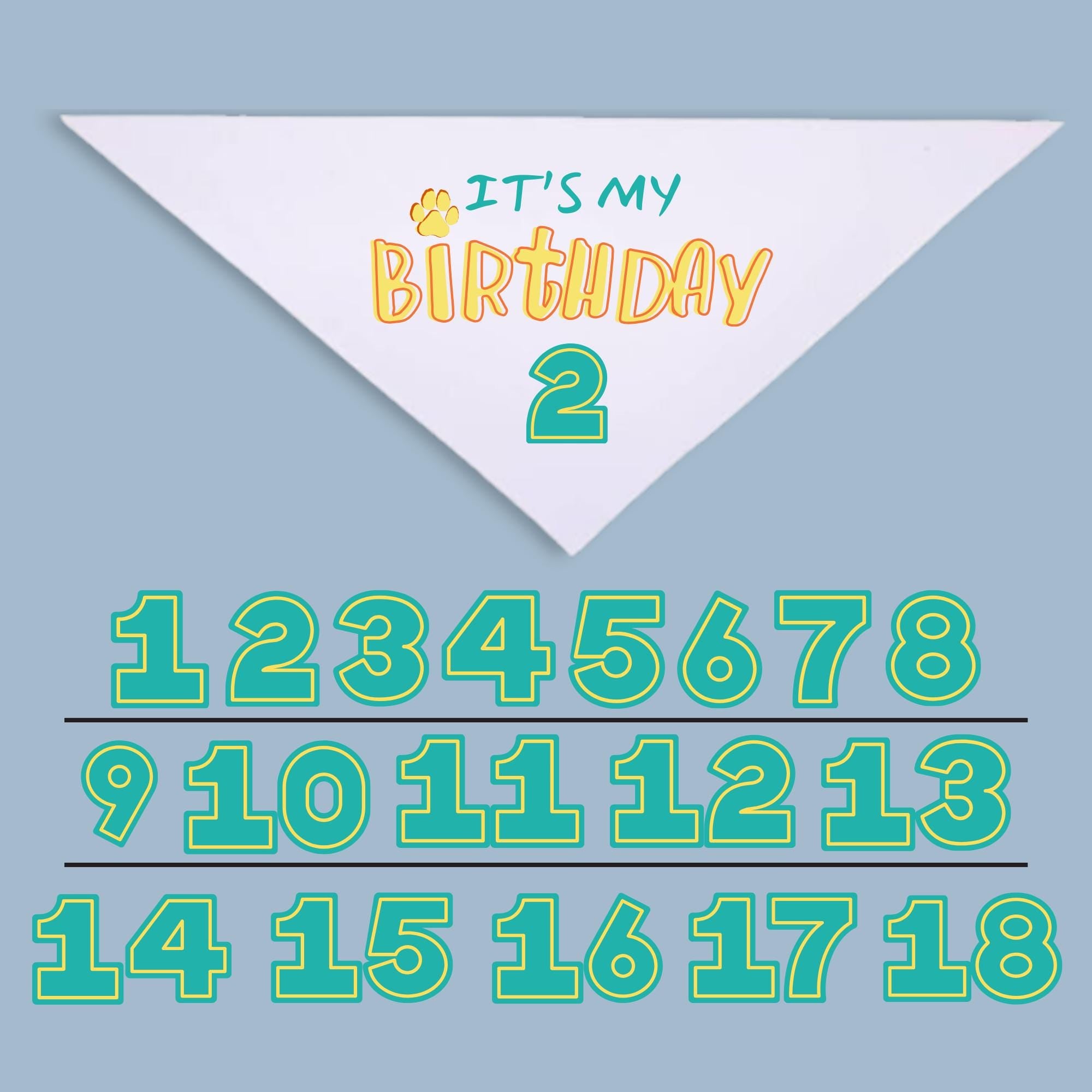 It’s My Birthday Dog Bandana, Custom Age Pet Scarf, Birthday Dog Outfit