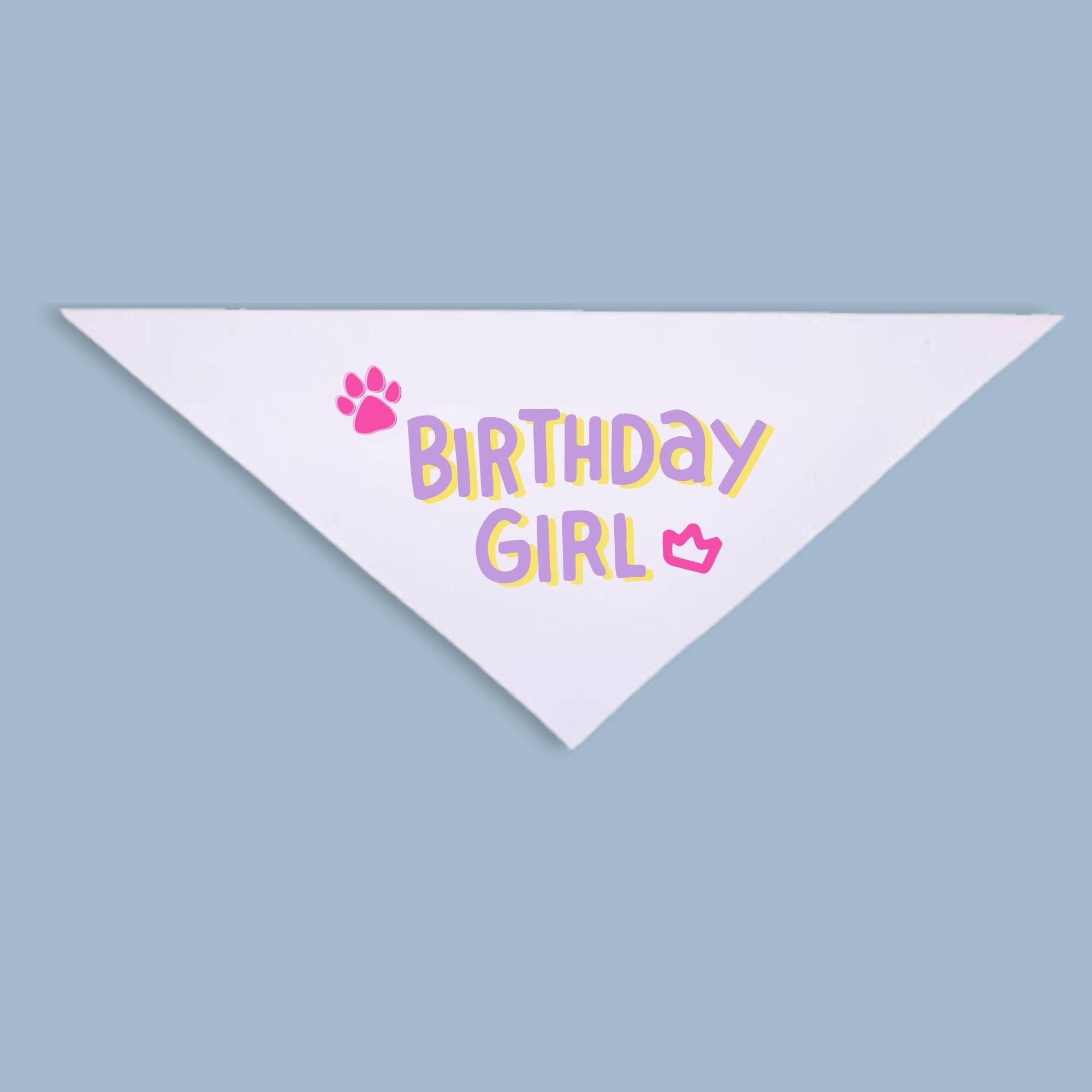Birthday Girl Dog Bandana, Cute Dog Birthday Outfit, Girly Pet Scarf
