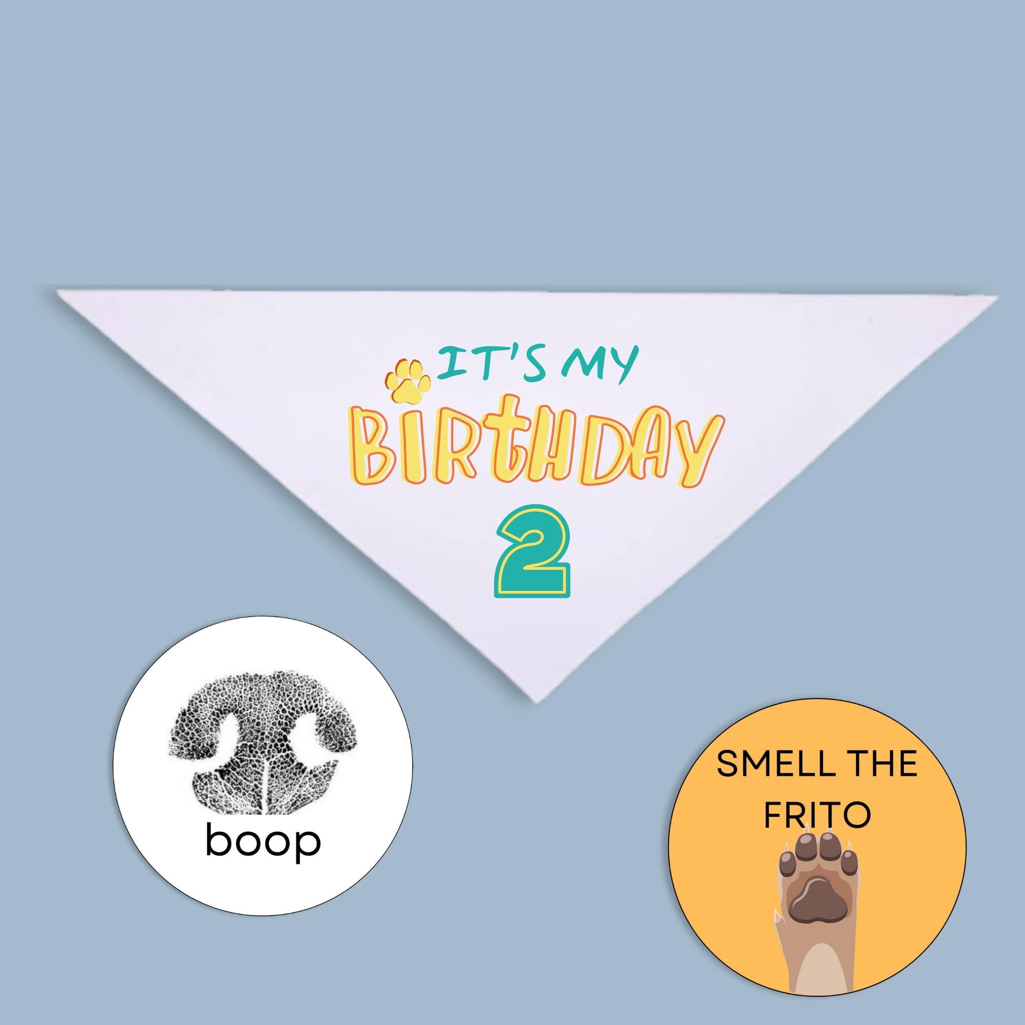 Dog Birthday Gift Set, Pawty Pack with Bandana & Stickers, Custom Dog Birthday Outfit