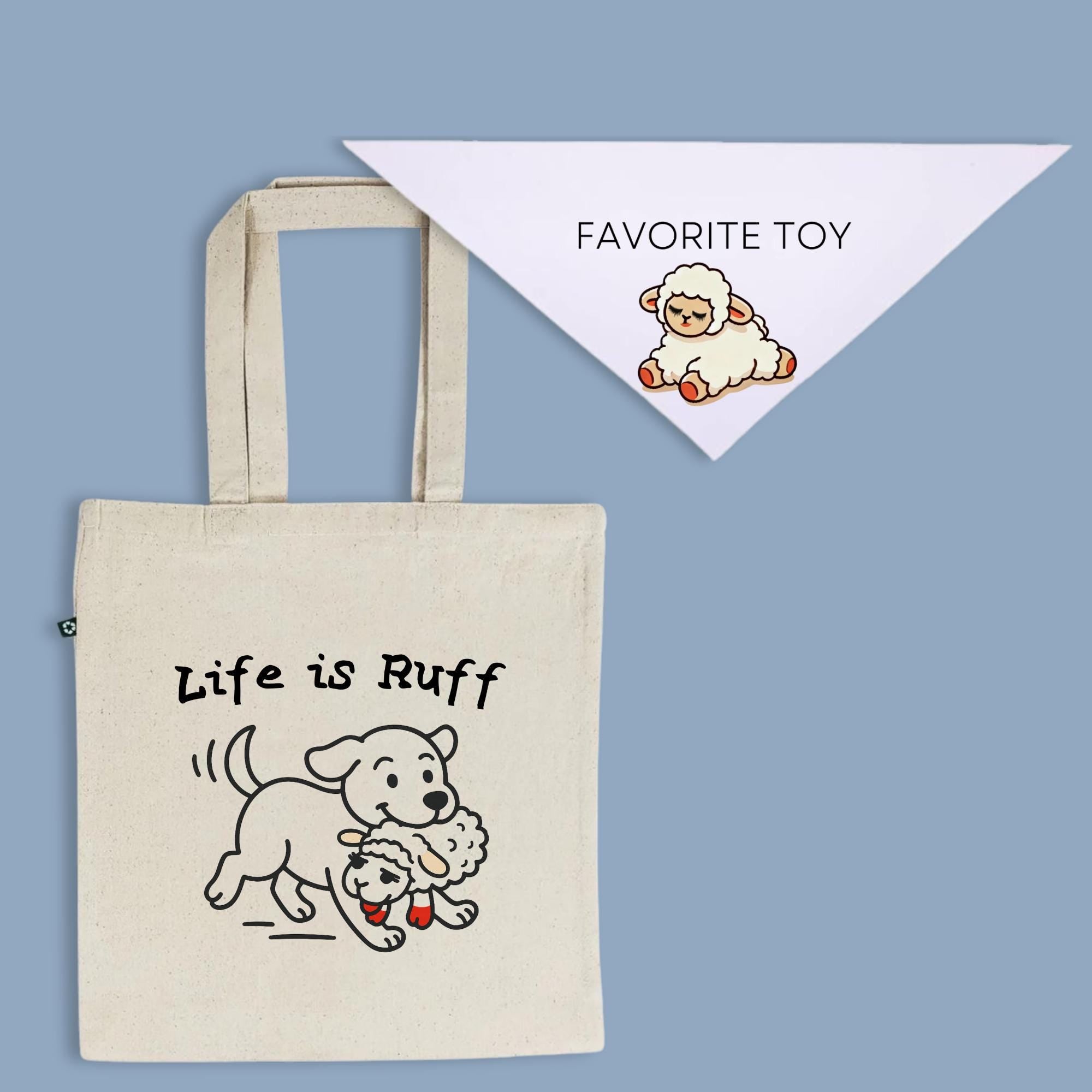 Lamb Toy Dog Bandana and Tote Set