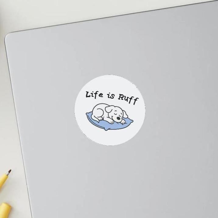 Life Is Ruff Nap Time Sticker – Sleeping Dog Vinyl Sticker, 3x3 Inch