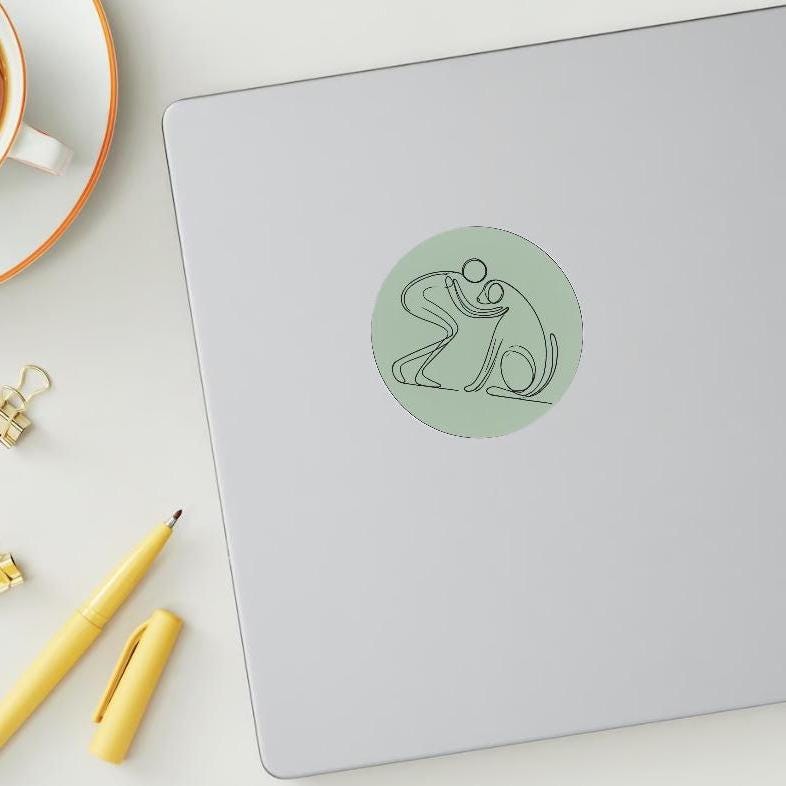 Custom Dog Hug Sticker – 3x3 Minimalist Vinyl Sticker with Pet Name, Big or Small Dog Design for Laptops, Bottles, Journals