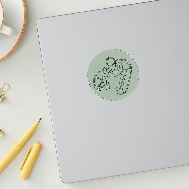 Custom Dog Hug Sticker – 3x3 Minimalist Vinyl Sticker with Pet Name, Big or Small Dog Design for Laptops, Bottles, Journals