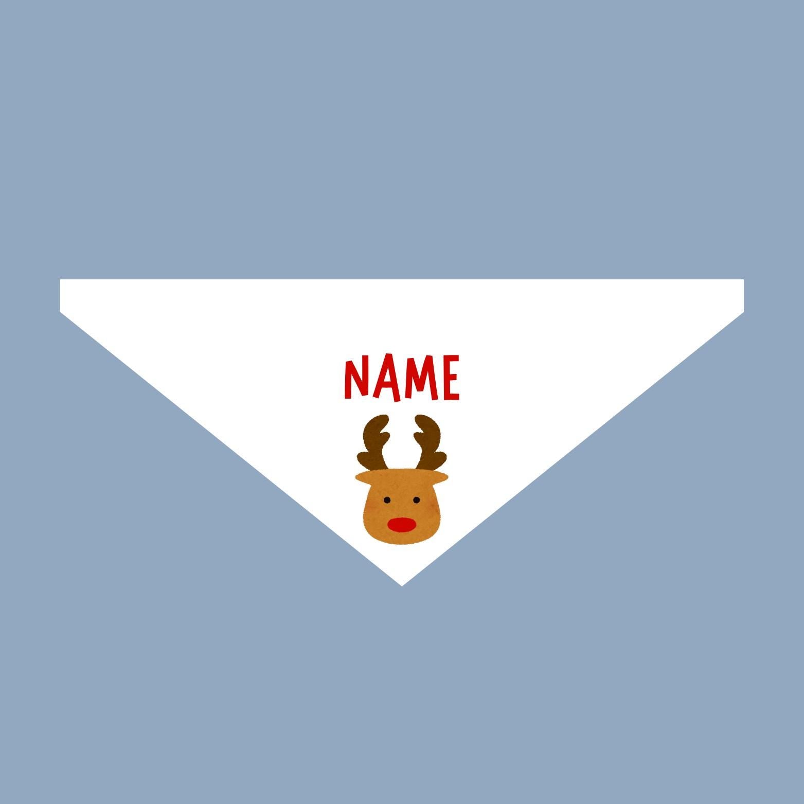 Reindeer + Dog Name Bandana - Personalized Holiday Pet Scarf