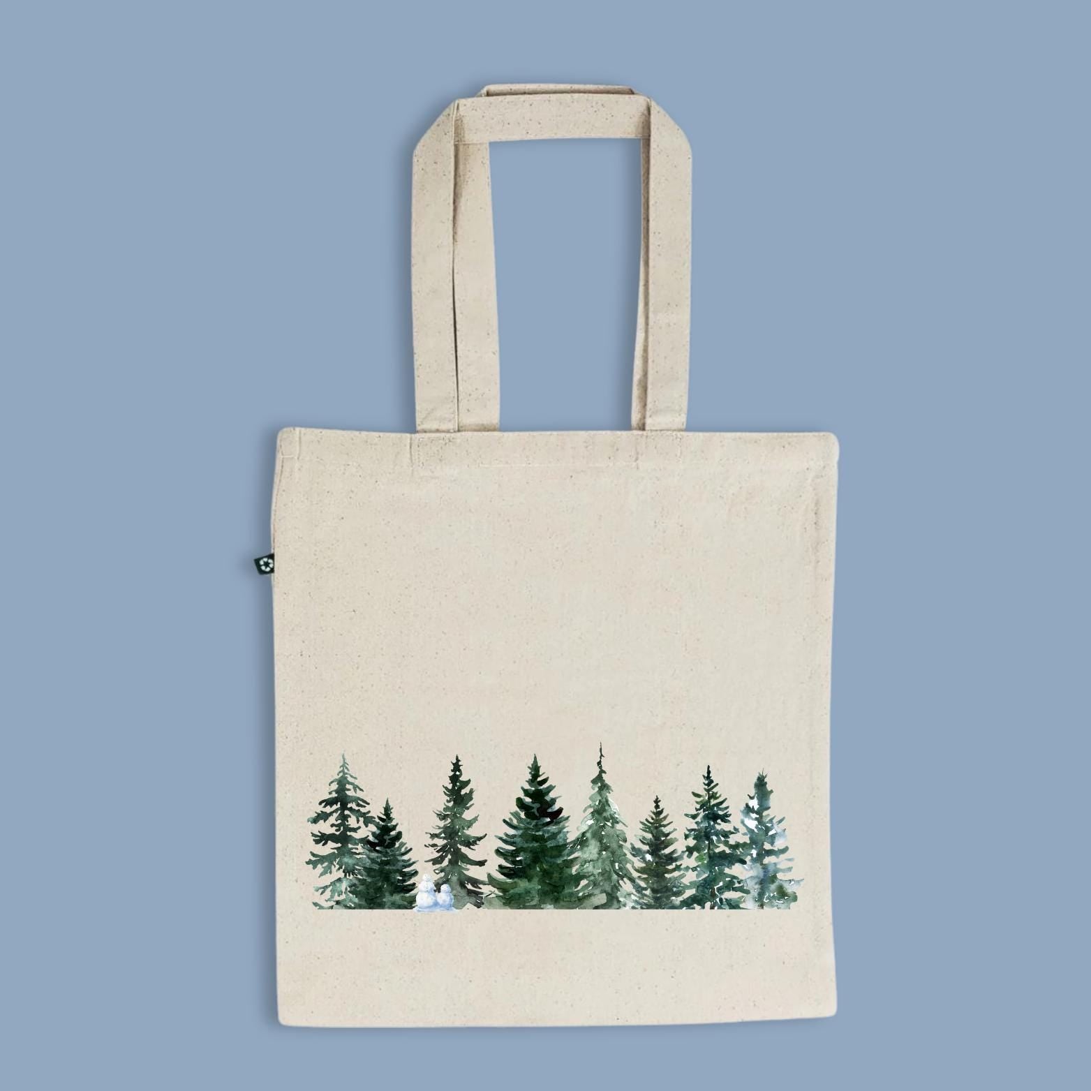 Winter Wonderland Forrest Scene - Snowman in Woods Tote Bag
