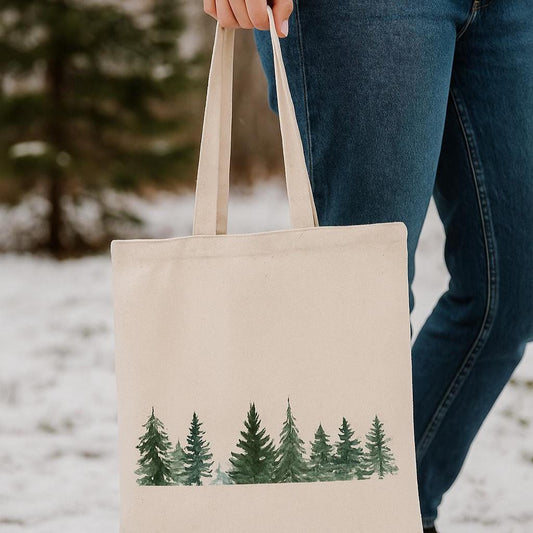 Winter Wonderland Forrest Scene - Snowman in Woods Tote Bag